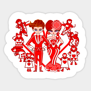 King and Queen of Hearts Sticker